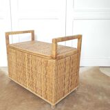 Rattan bench toy chest