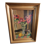 Painting by René Ruby, still life with flowers