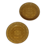 2 assiettes à dessert verre ambré clair - vintage