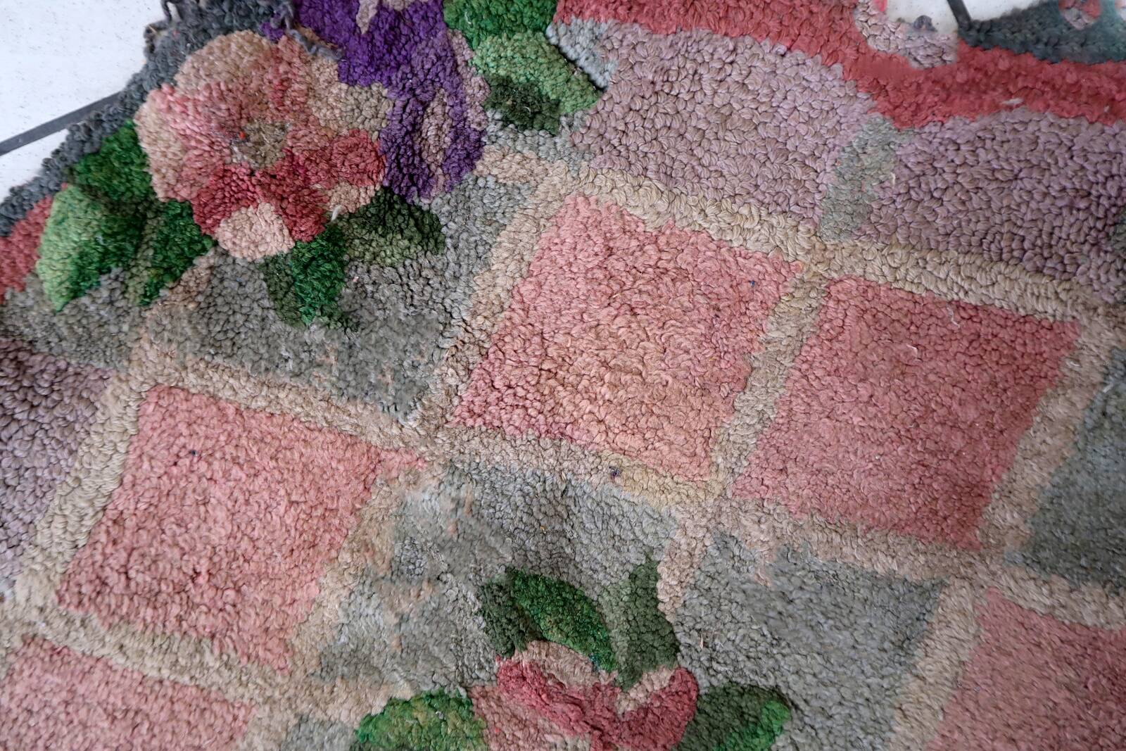 Tapis vintage fait main American Hooked 90cm x 115cm - 1C992