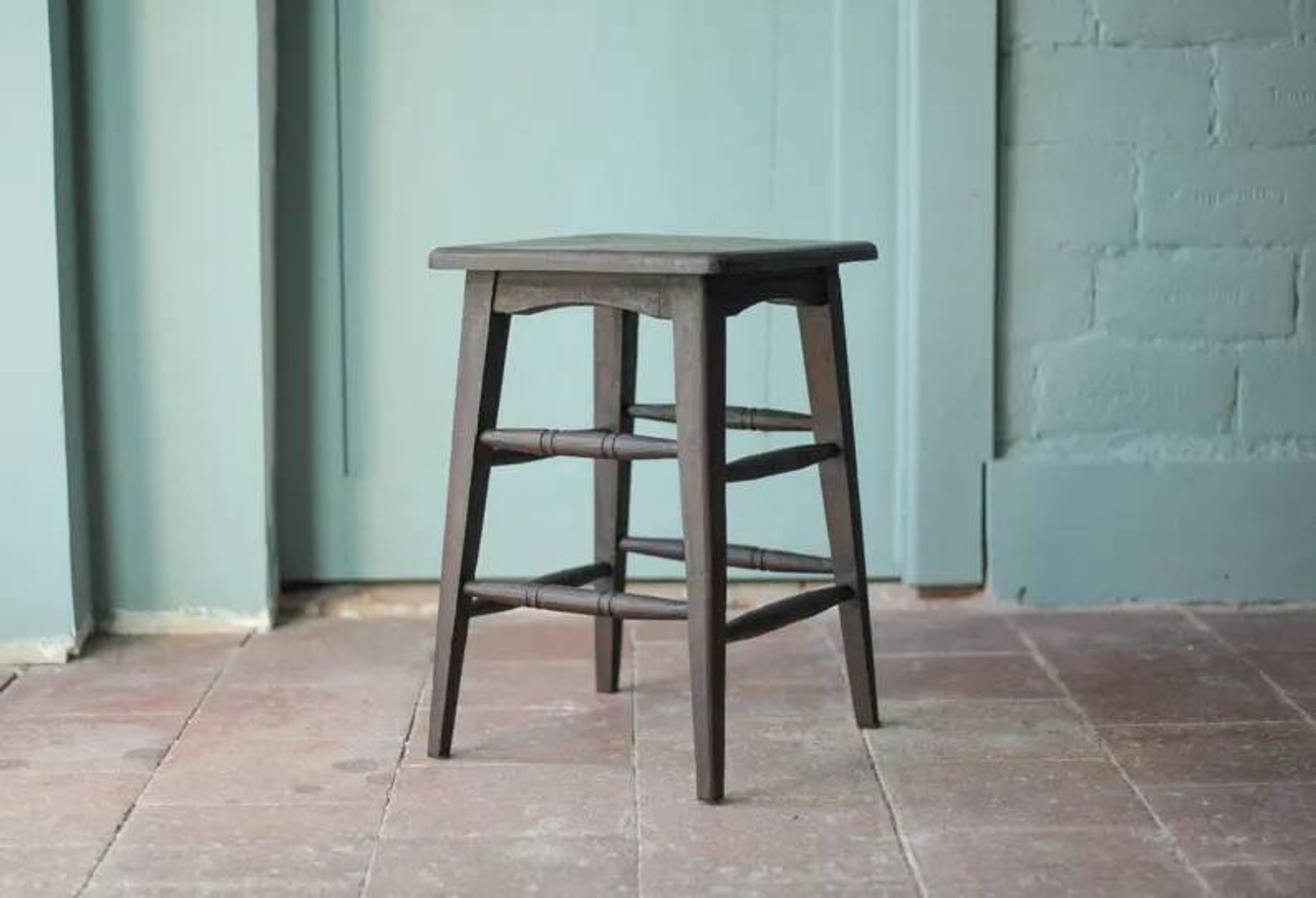 Vintage French stool from the 1940s, wooden stool, extra seat, stool.