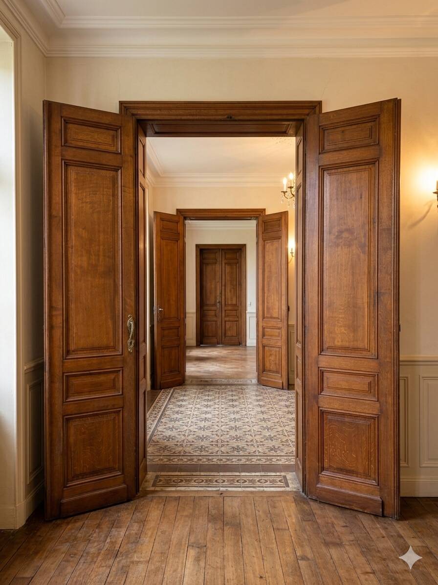 6 solid oak partition doors, 277cm in height (exceptional model)