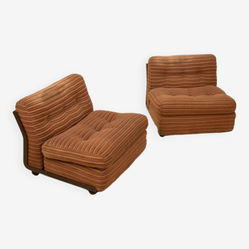 Pair of armchairs "Amanta" brown by Mario Bellini for C&B Italia 60's