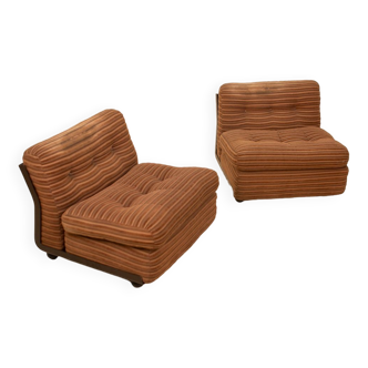 Pair of armchairs "Amanta" brown by Mario Bellini for C&B Italia 60's