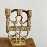 Vintage stone folk art candle holder