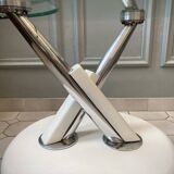 Vintage glass and chrome coffee table