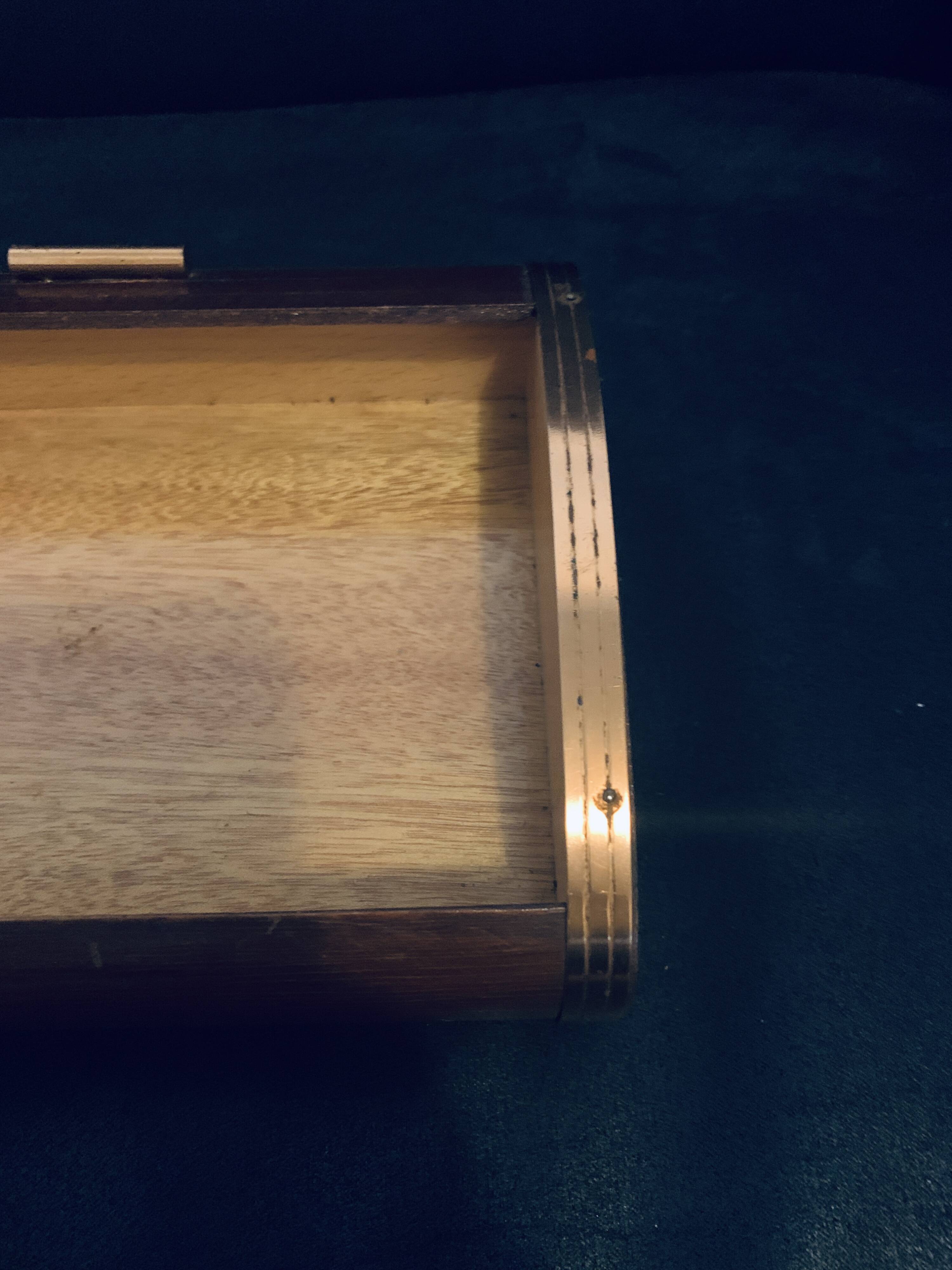 Cigar box 1960 17cm wooden sliding shutter jewelry cigarettes old vintage