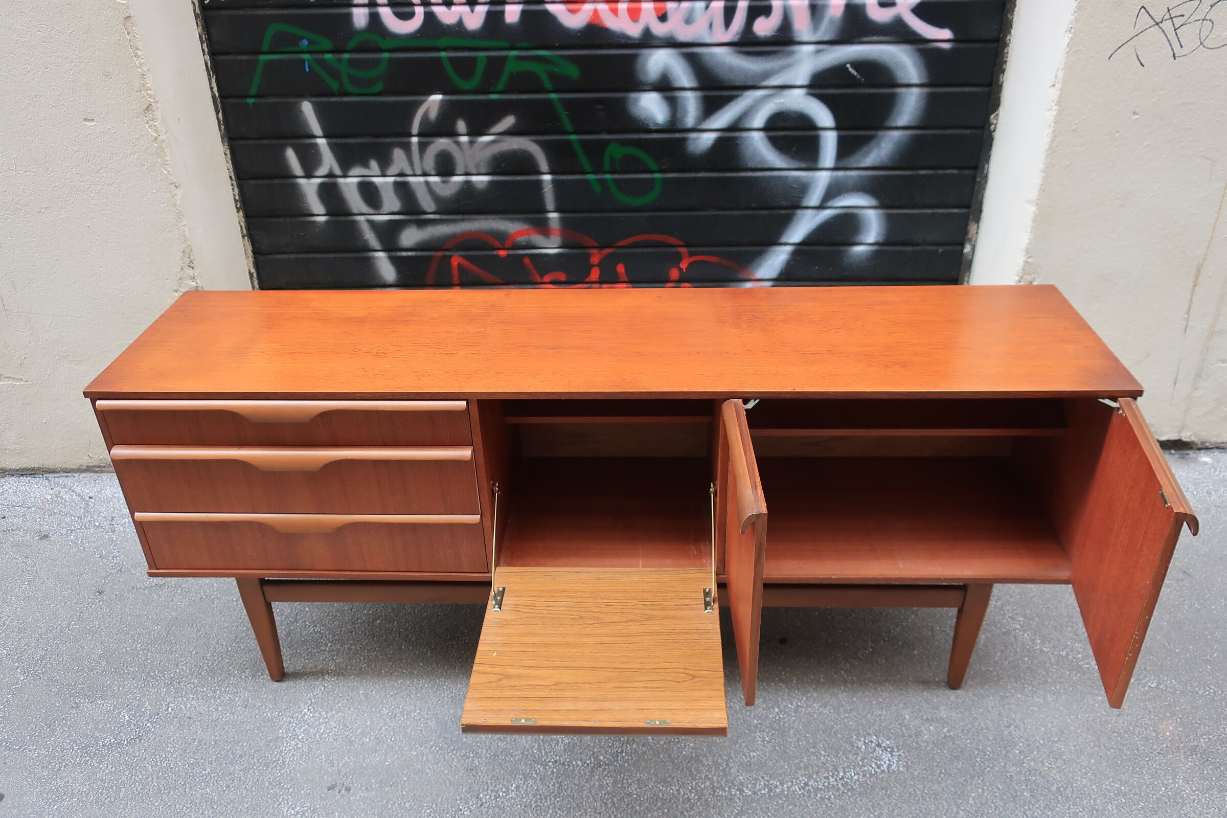 Row of the 1960s teak