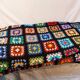 Plaid wool blanket crocheted vintage granny XXL - 195x195 cm
