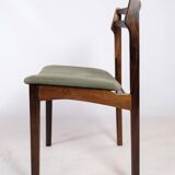 Ensemble de 12 chaises de salle à manger en palissandre et tissu vert