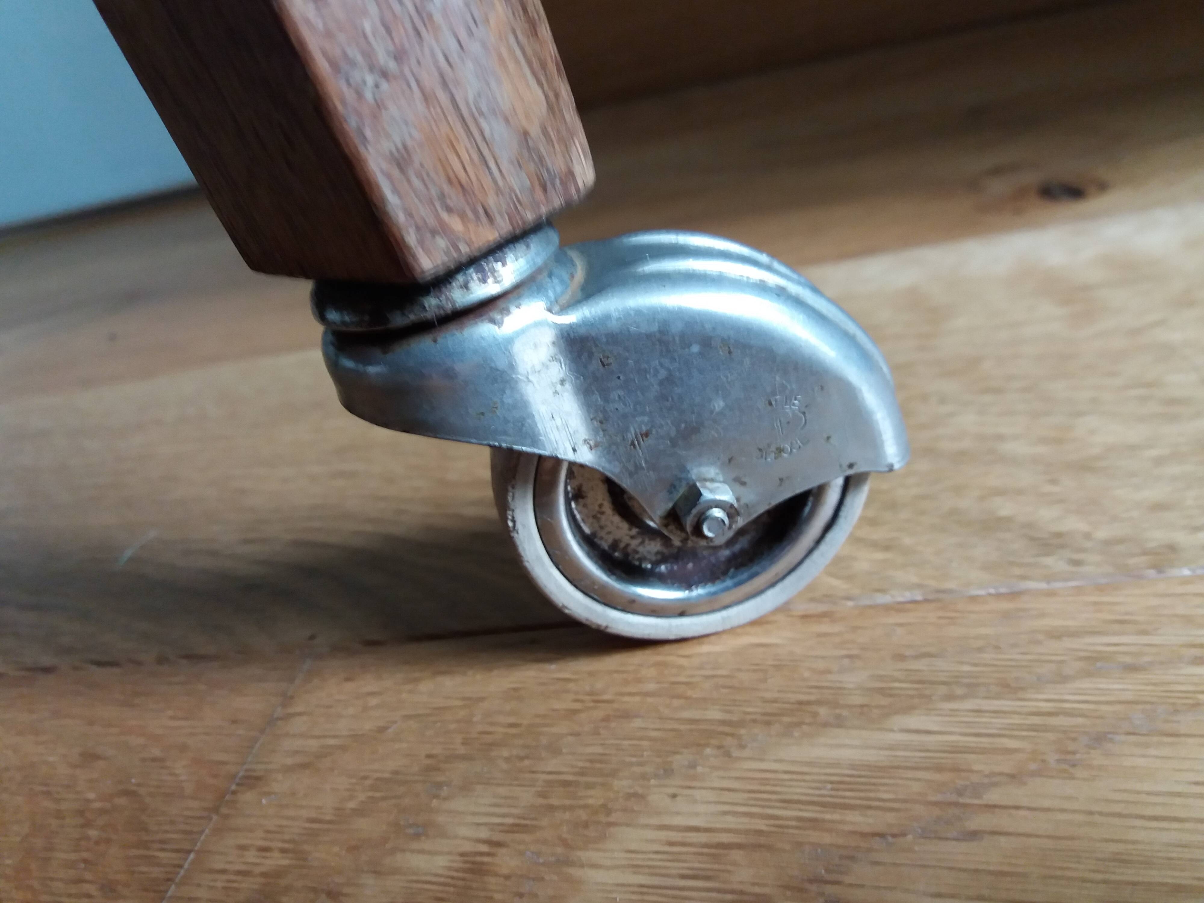 Formica and wood dessert table on wheels