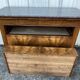 Louis-Philippe commode in burr walnut, Saint-Anne grey marble, mid-century