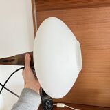 Pendant lamp in teak and opaline glass by Uno and Östen Kristiansson Luxus 50s