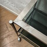 Glass and metal rolling table / serving trolley