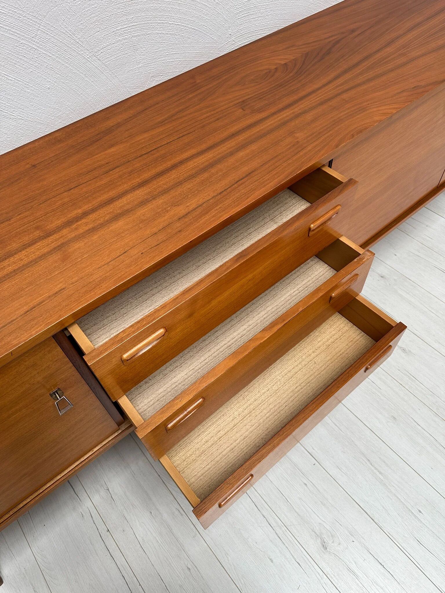1960s extra large vintage minimalistic teak sideboard