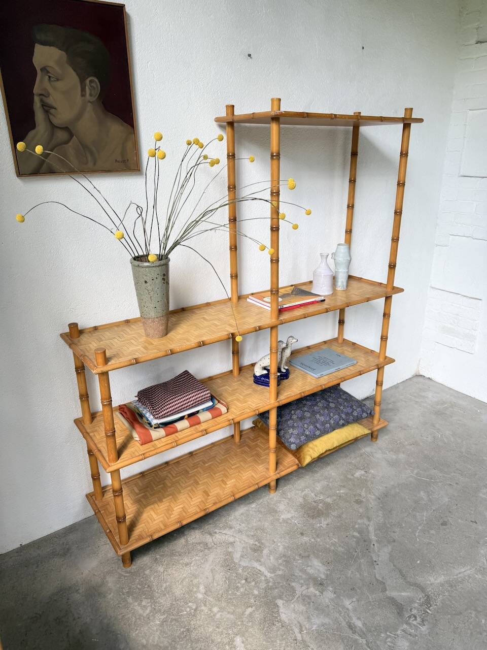 Large rattan shelf 1960