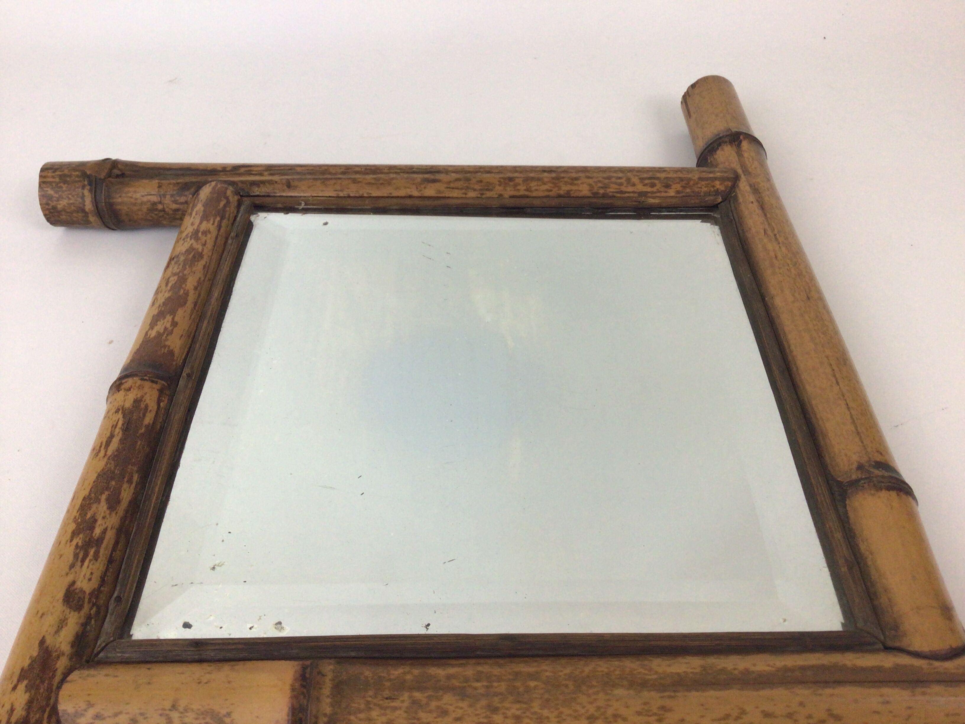 Beveled bamboo mirror