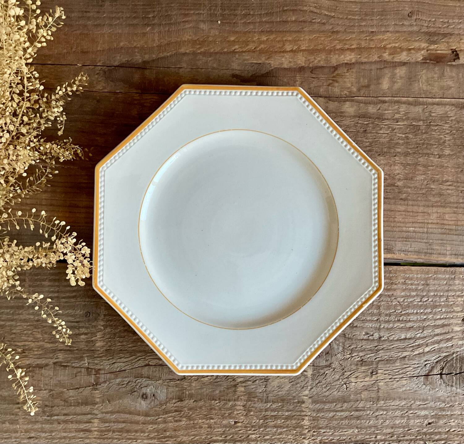 4 Sarreguemines octagonal beaded plates