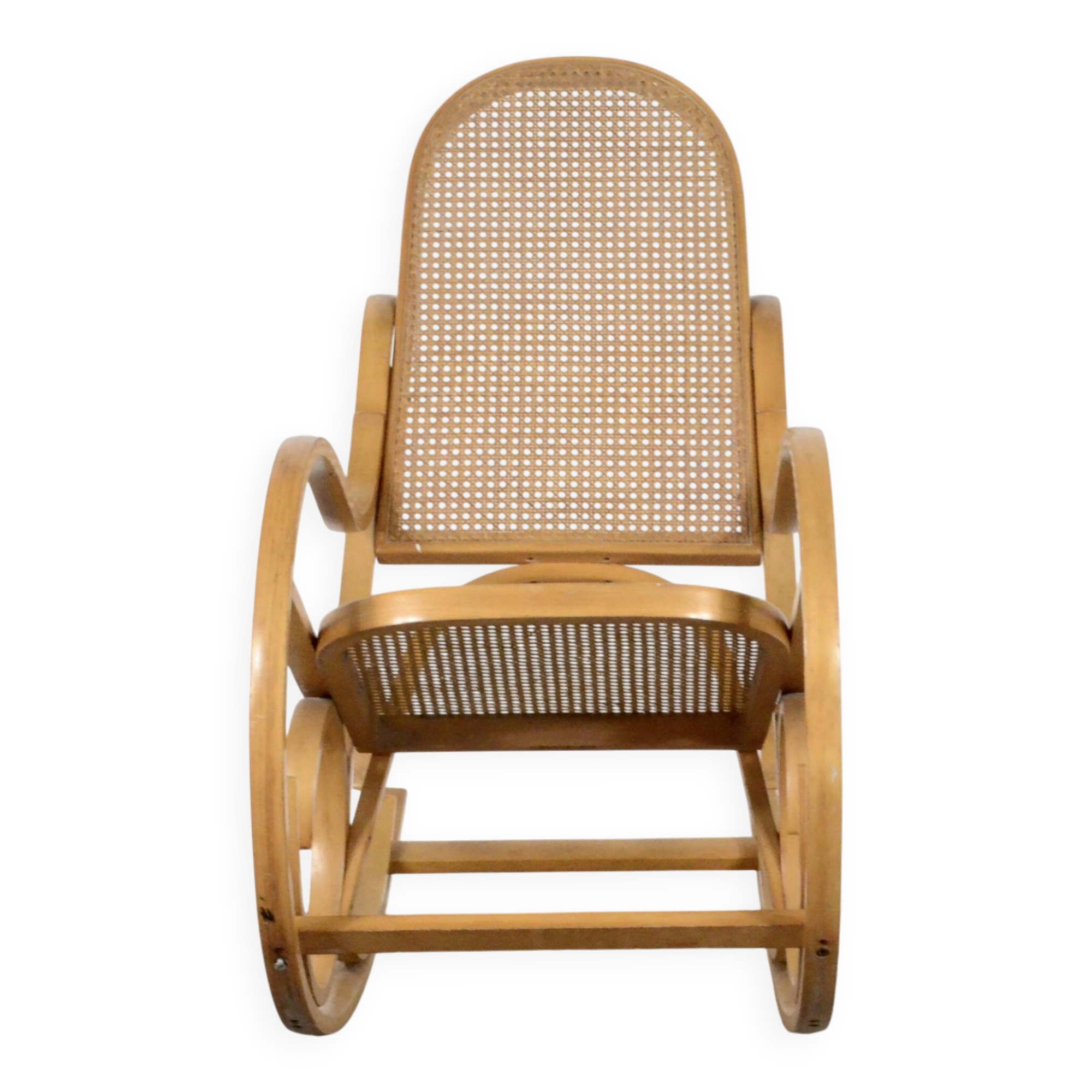 Fauteuil à bascule italien Luigi Crassevig en bois courbé
