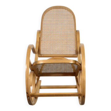Fauteuil à bascule italien Luigi Crassevig en bois courbé