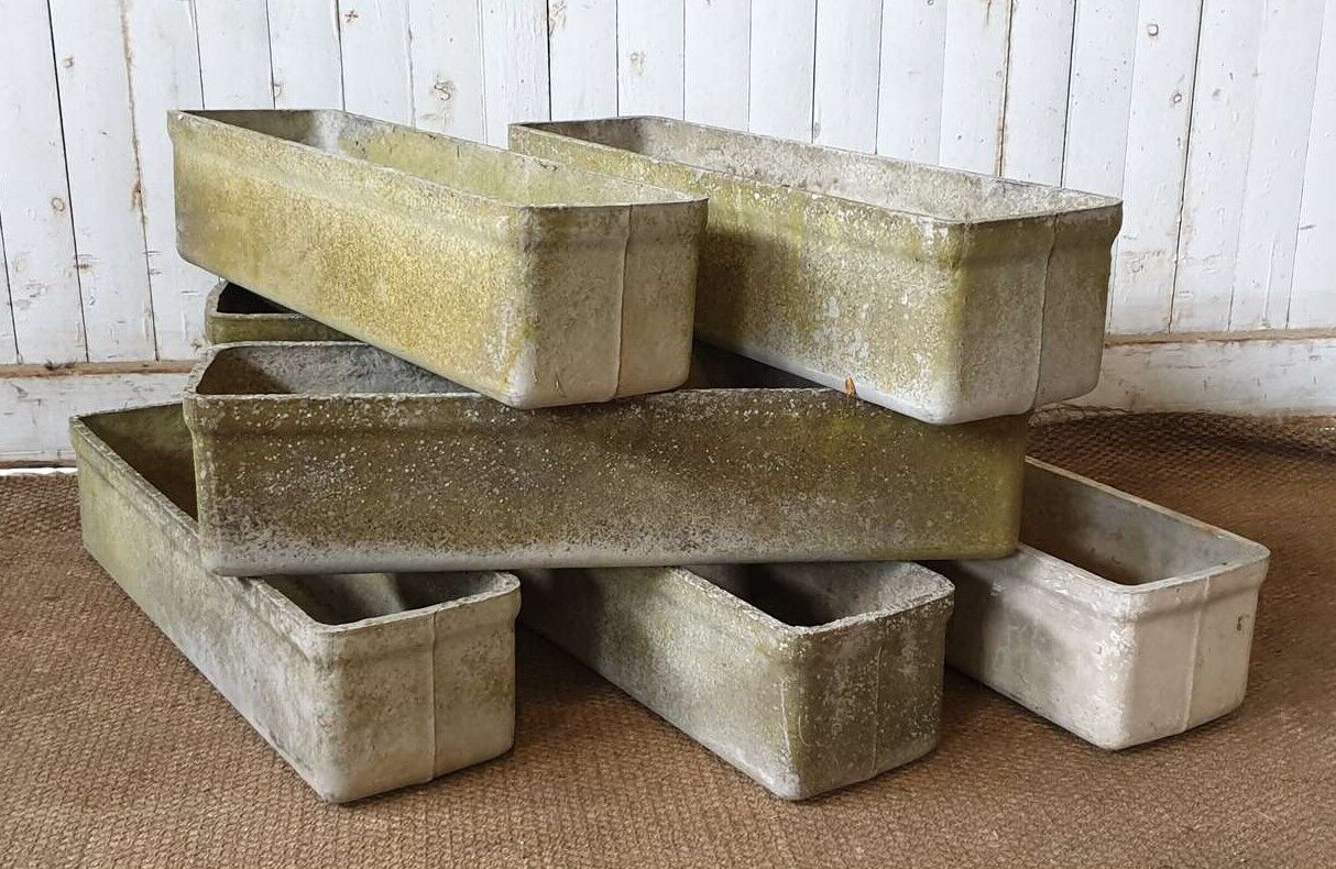 lot de 7 jardinières vintage en fibrociment