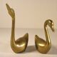 Pair of brass swans