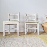 Vintage children's chair pair – White patinated wood