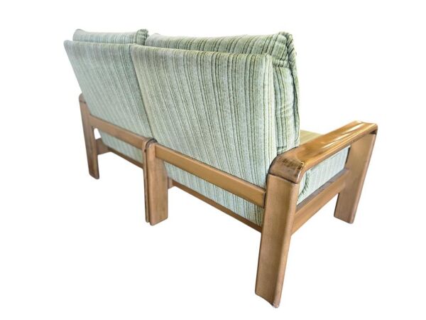 Canapé vintage doux vert deux places / canapé / fauteuil