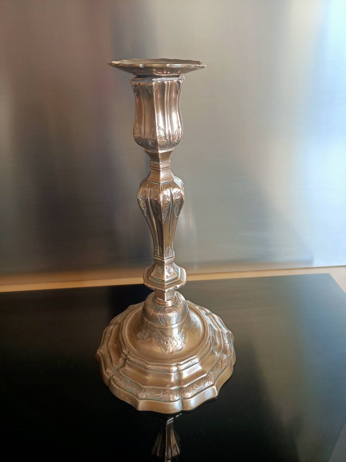 18th century chiseled bronze candlestick