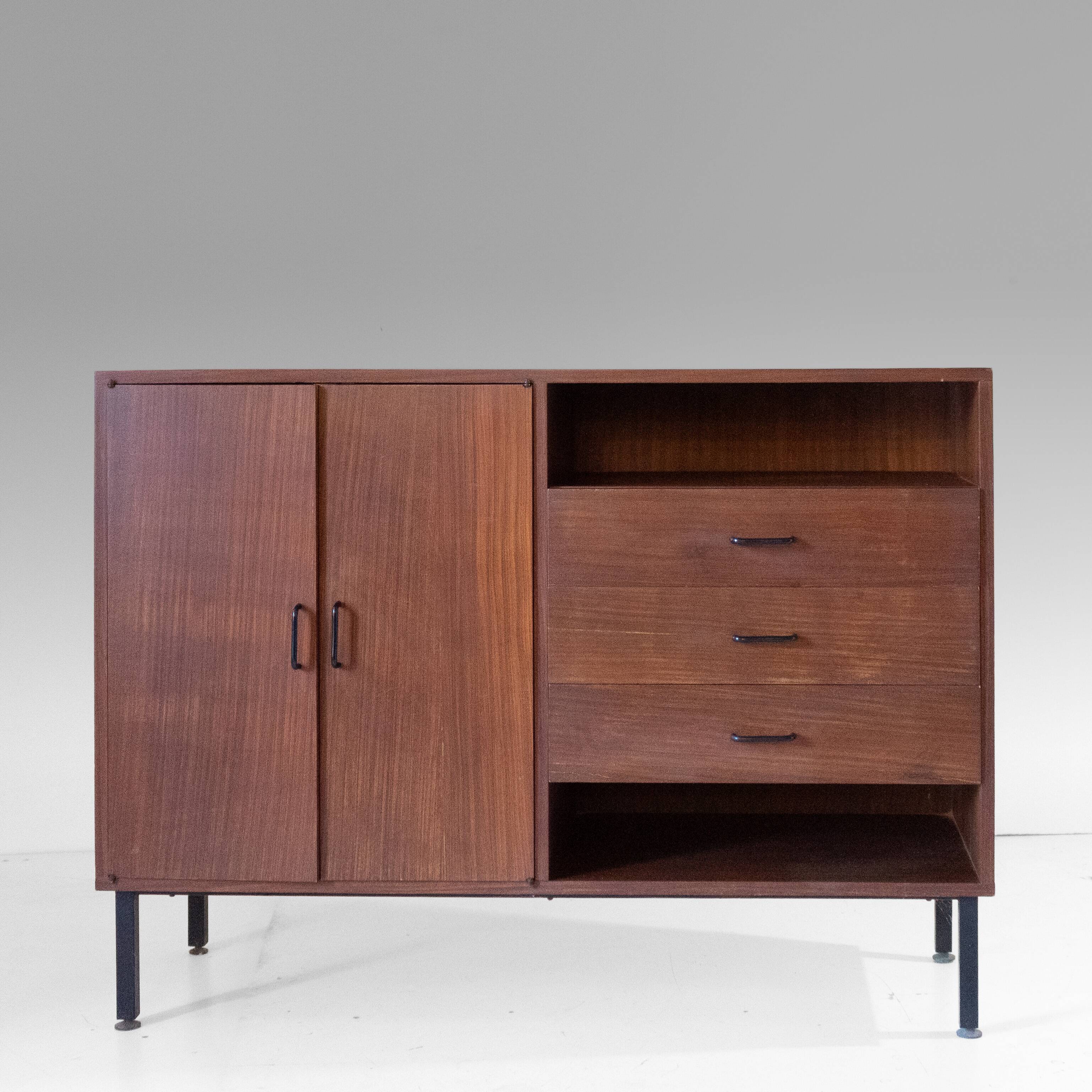 Mid Century Modern Rosewood Sideboard with Drawers, Italy 1970s