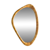 Miroir mural en rotin de style moderne du milieu du siècle