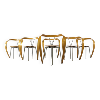 Chaises de Salle à Manger Revers par Andrea Branzi pour Cassina, 1993, Set de 6