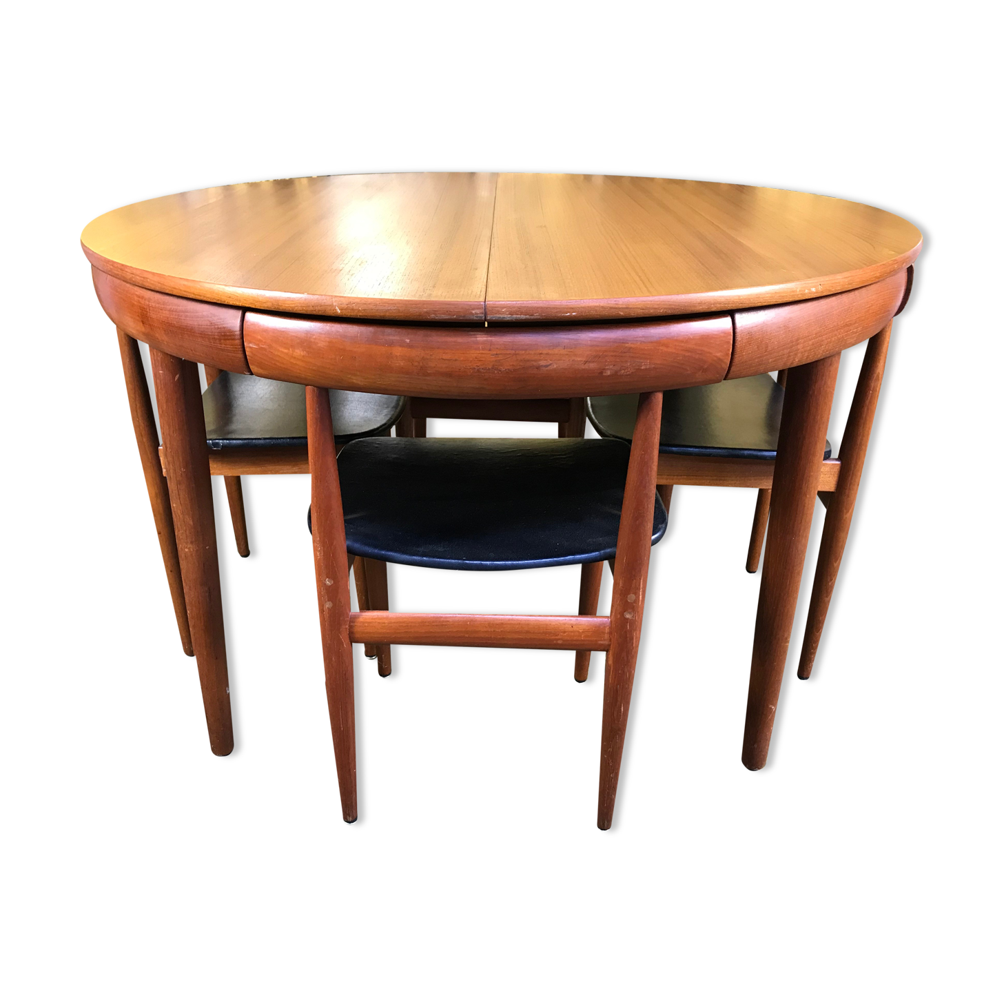 Scandinavian teak dining table and 4 Hans Olsen chairs for Frem Rojle