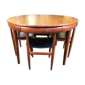 table de salle à manger scandinave en teck et 4 chaises Hans Olsen pour Frem Rojle