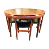 Scandinavian teak dining table and 4 Hans Olsen chairs for Frem Rojle