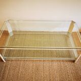 Italian travertine, perspex and glass coffee table, circa 1970