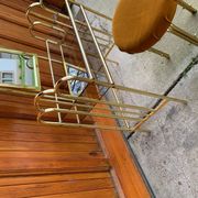 Coiffeuse et tabouret vintage en laiton, années 1950, lot de 2