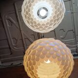 Pair of vintage white plastic pendant lights