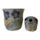 Flowerpot and flower pick, salt pottery, 1970s