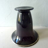 Vase cornet en verre mauve et argenté