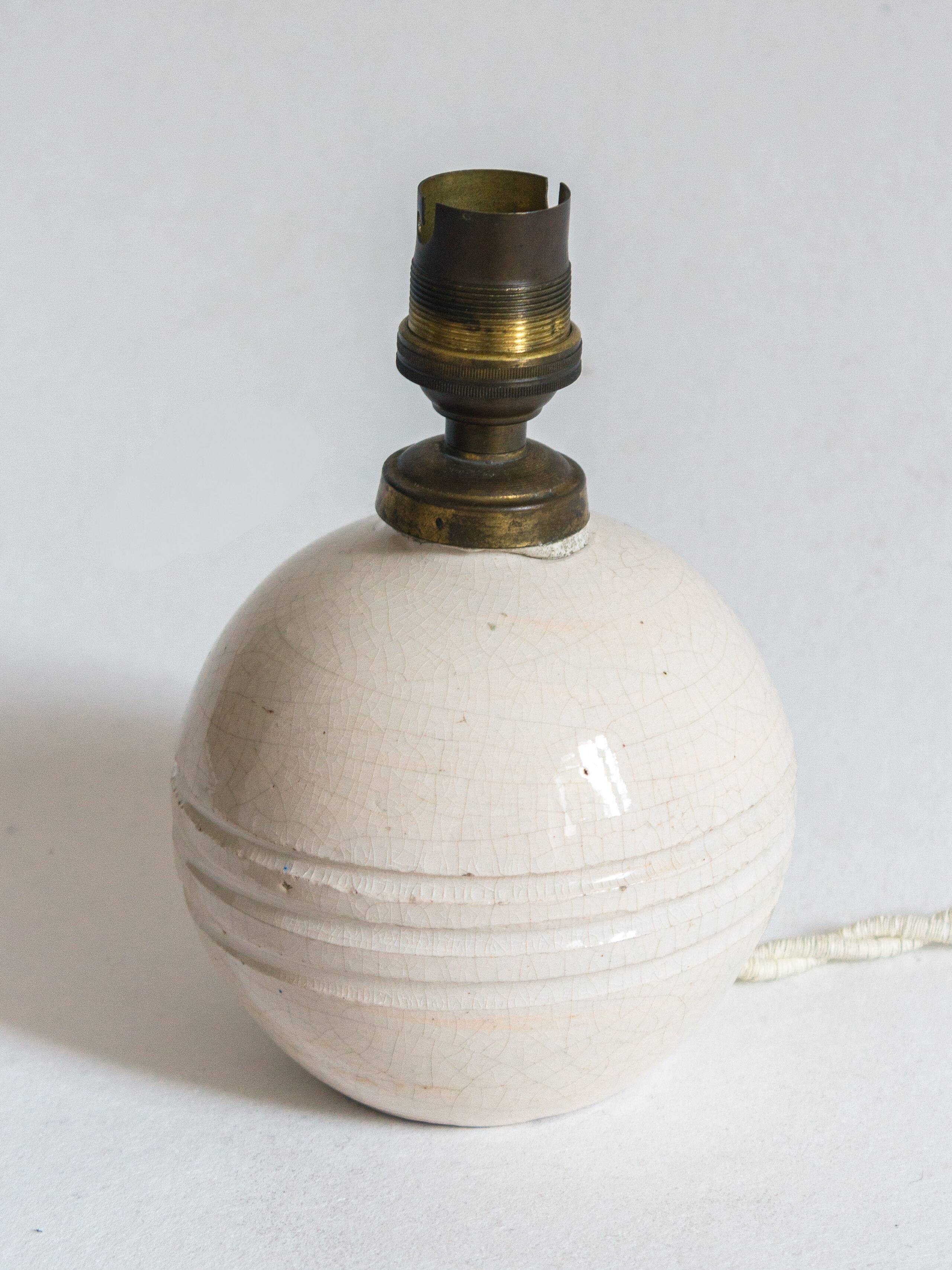 White crackled ceramic lamp base, 1930s