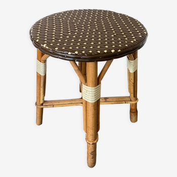 Rattan stool and seat woven vinyl 60s