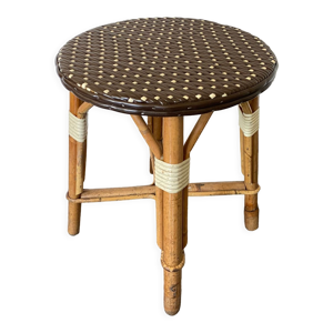 Tabouret rotin et assise vinyle