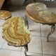 Lot of 3 marble and brass nesting tables.