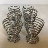 Six metal spiral egg cups