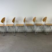 6 Mikado chairs 1800, stackable, design by Walter Leeman for Kusck&co.