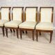 Antique Mahogany Chairs in White Upholstery, 1880, Set of 4