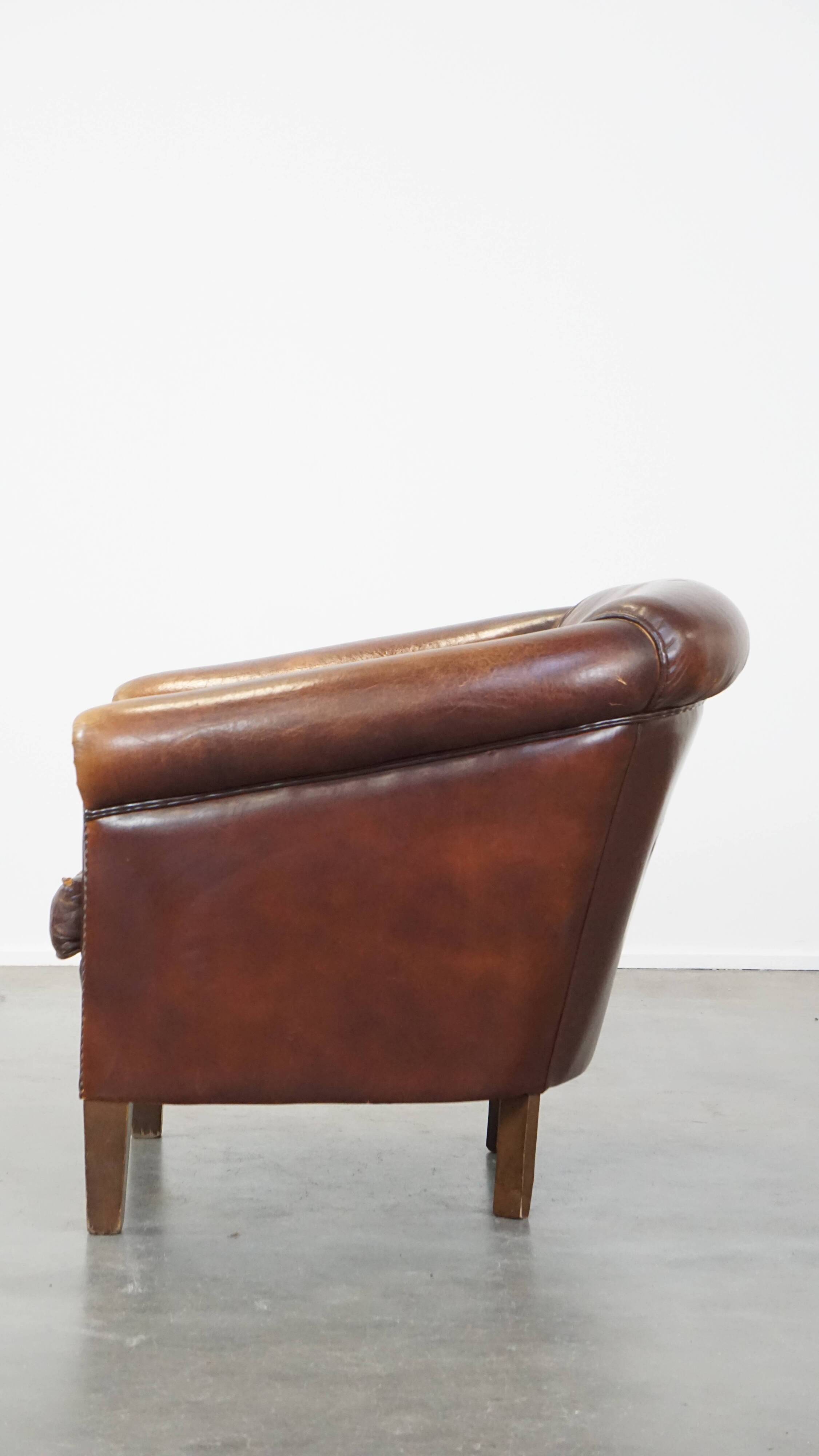 Vintage club armchair made of sheep leather