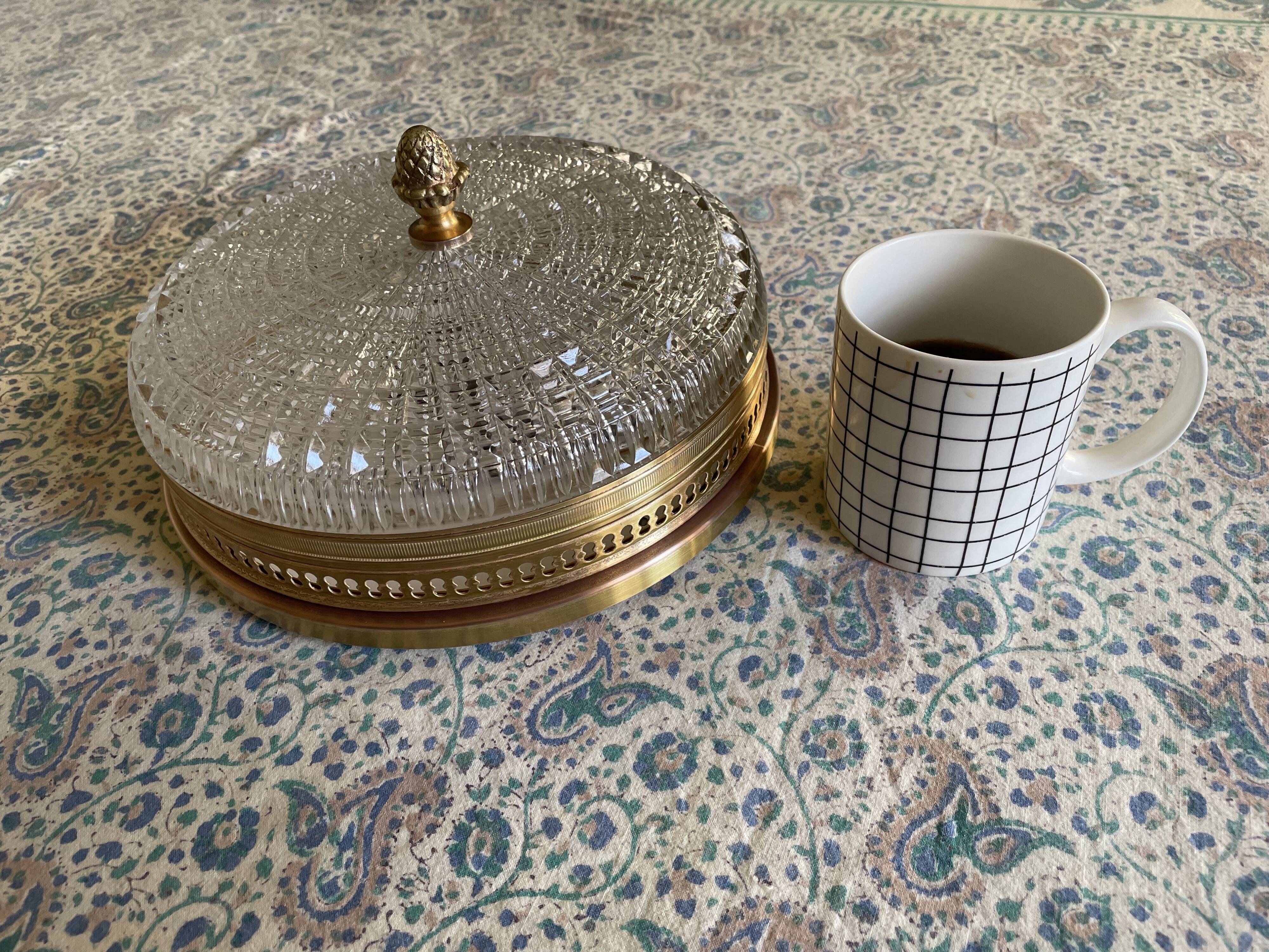 Plafonnier verre et doré