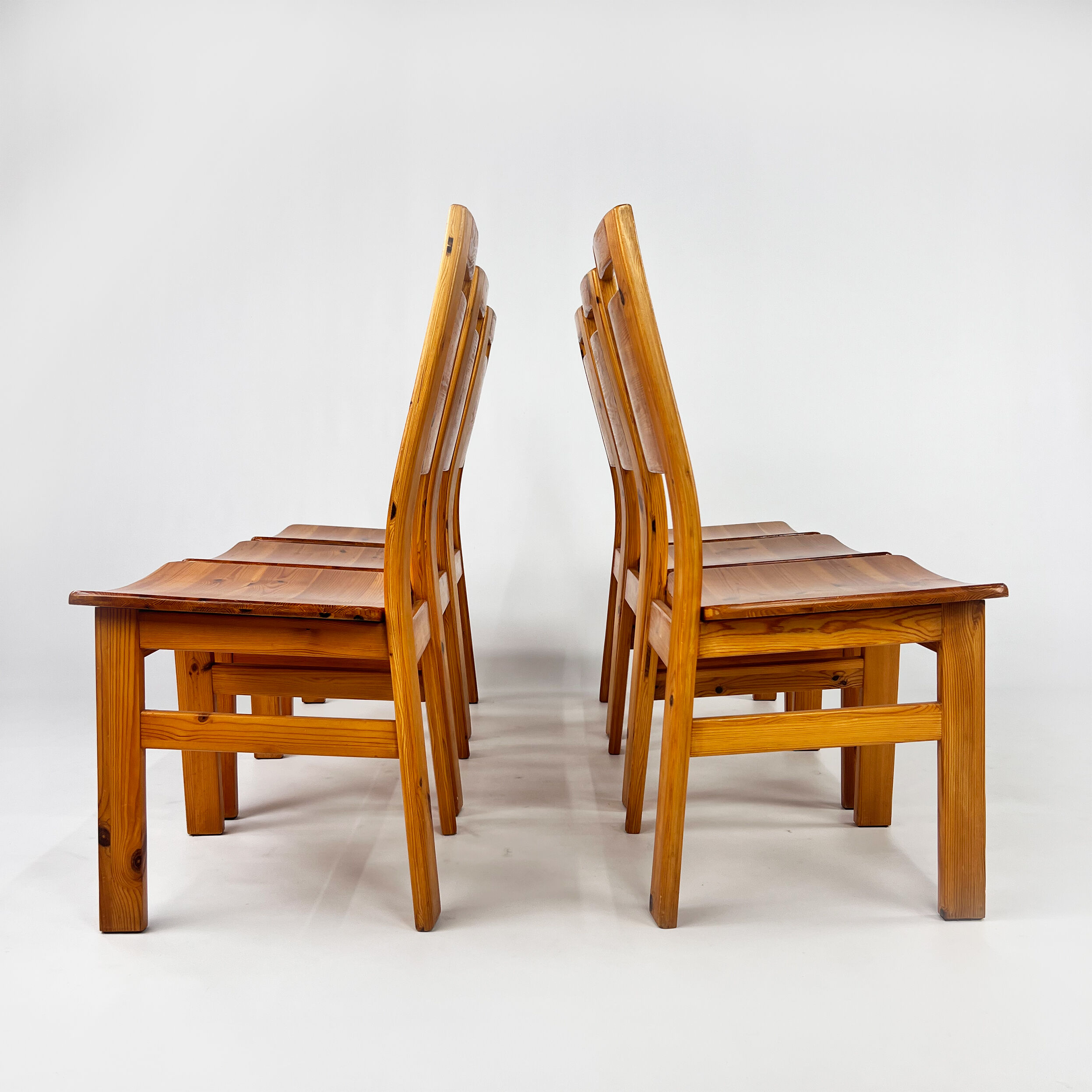 Set of 6 Pine Dining Chairs by Tapiovaara for Laukaan Puu Finland, 1960s